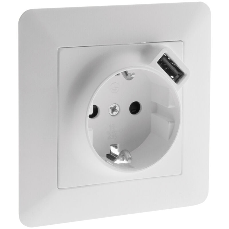 Prise Schuko + usb - Blanc Zenitech Prise Schuko + usb - Blanc Zenitech