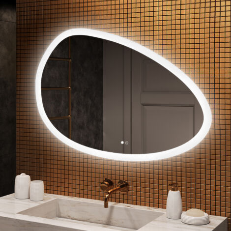 Artforma LED-Badezimmerspiegel, 114x84, Touchschalter , Beschlagfrei, LED Dual, Asymmetrischer Spiegel
