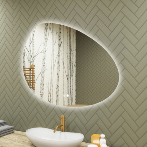Artforma Miroir de salle de bain avec éclairage, 114x84, Interrupteur tactile, Anti-buée, LED Dual, Miroir Irrégulier