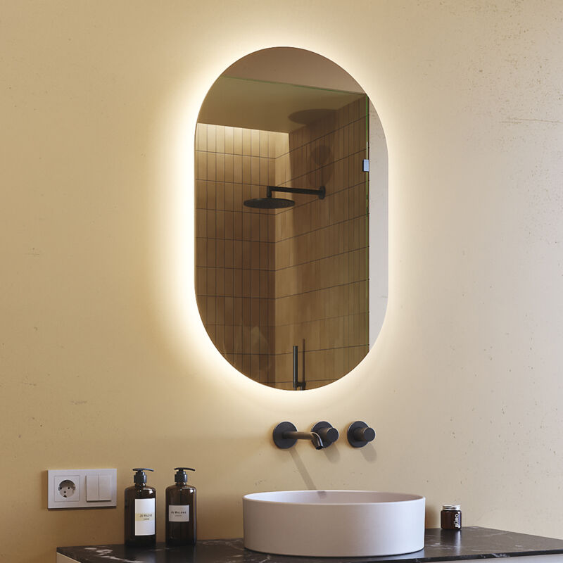 Artforma - Miroir de Salle de Bain led 50x80 cm avec éclairage Lumiere Illumination Lumineux Miroir avec Eclairage intégré PPOK229 led Couleur