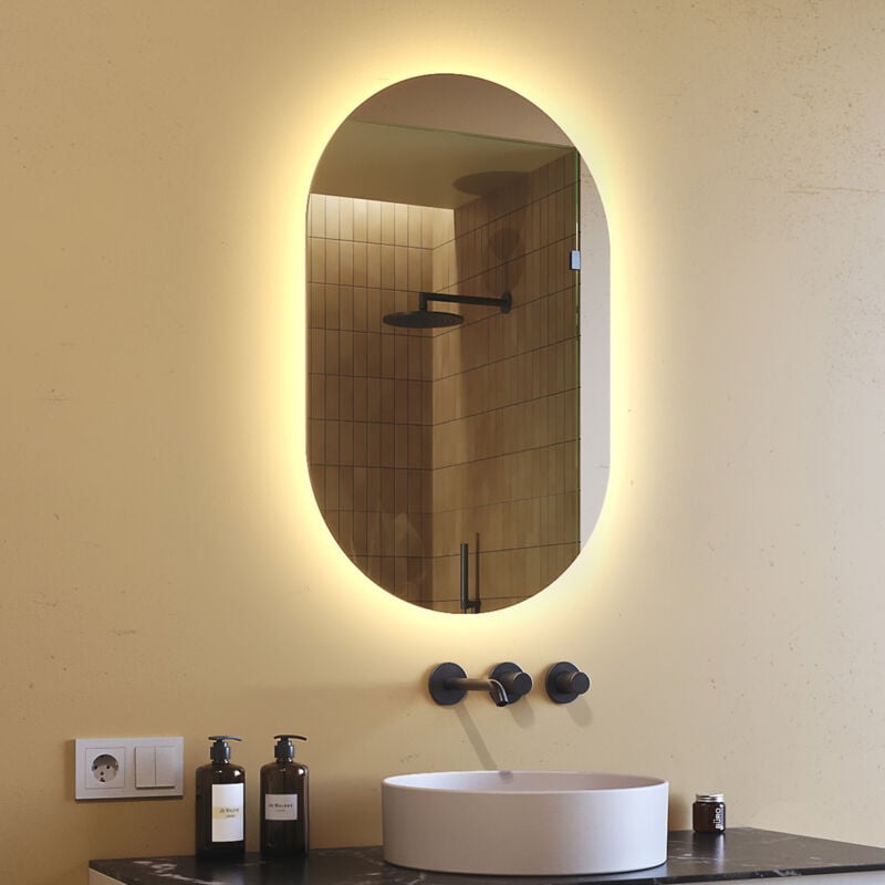 Artforma - Miroir de Salle de Bain led 50x80 cm avec éclairage Lumiere Illumination Lumineux Miroir avec Eclairage intégré PPOK229 led Couleur