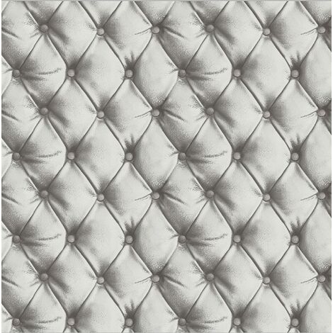 main image of "Headboard Wallpaper Cushioned Faux Leather Luxury Arthouse Silver/Blush"