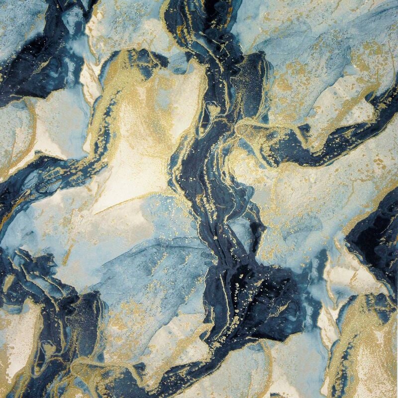 Abstract Marble Teal Wallpaper Metallic Gold Effect Modern Contemporary - Arthouse