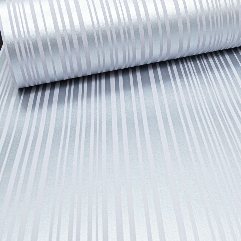 Arthouse - Barcode Stripe Metallic Silver & White Shimmer Shine Striped Wallpaper