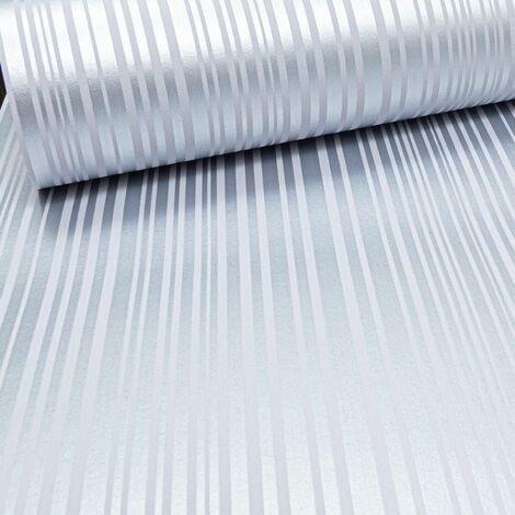Arthouse Barcode Stripe Metallic Silver & White Shimmer Shine Striped Wallpaper
