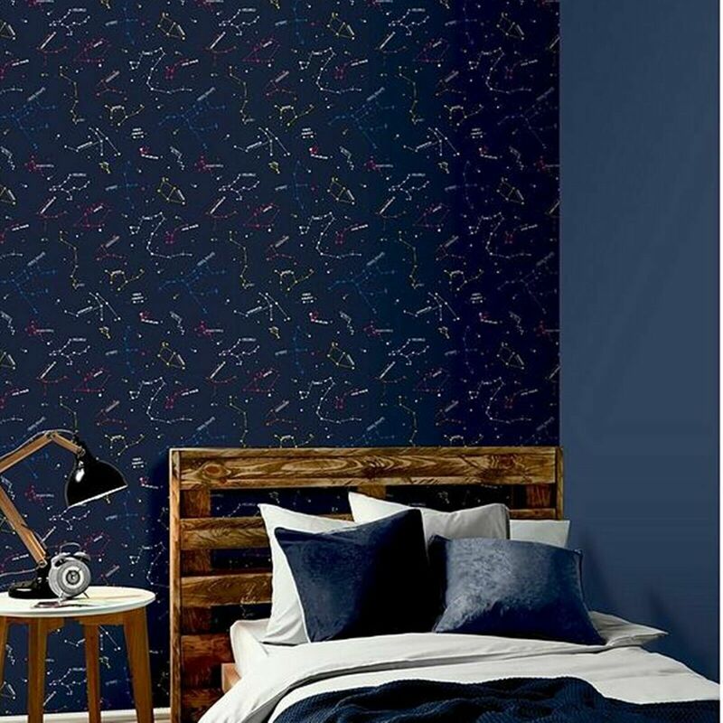 Arthouse Constellations Space Navy Blue Multi Kids Nature Boy Nursery Wallpaper