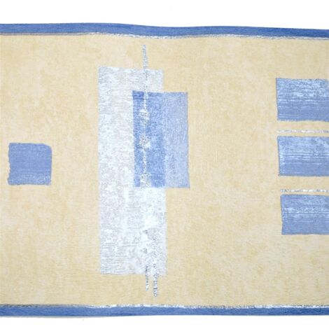 Arthouse Geometric Abstract Blue And Cream Border Wallpaper
