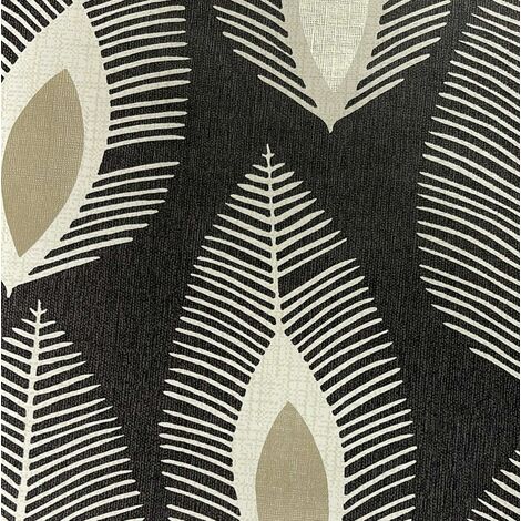 Arthouse Glam Feather Leaves Charcoal Black Metallic Textured Wallpaper