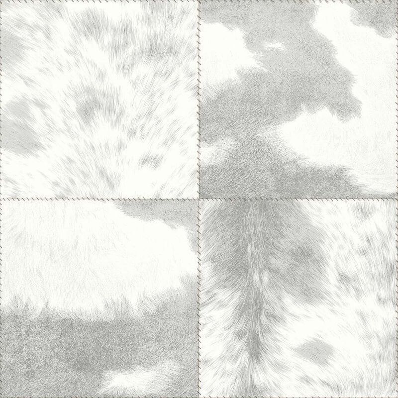 Animal Print Fur Effect Tile Wallpaper Squares Grey Metallic Arthouse Hideaway