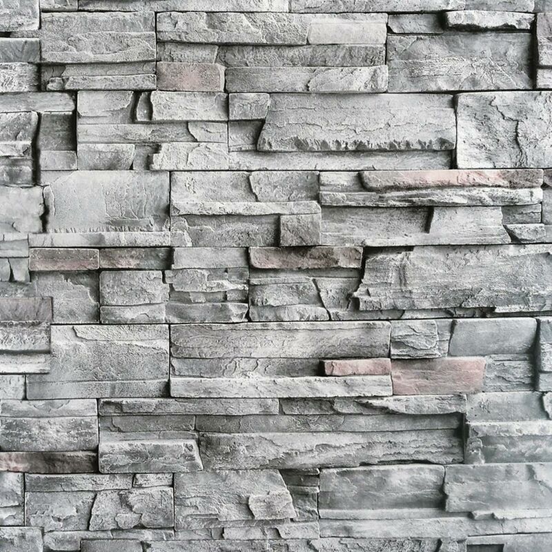 Slate Wall Design Grey Brick Effect Paste The Paper Wallpaper - Arthouse