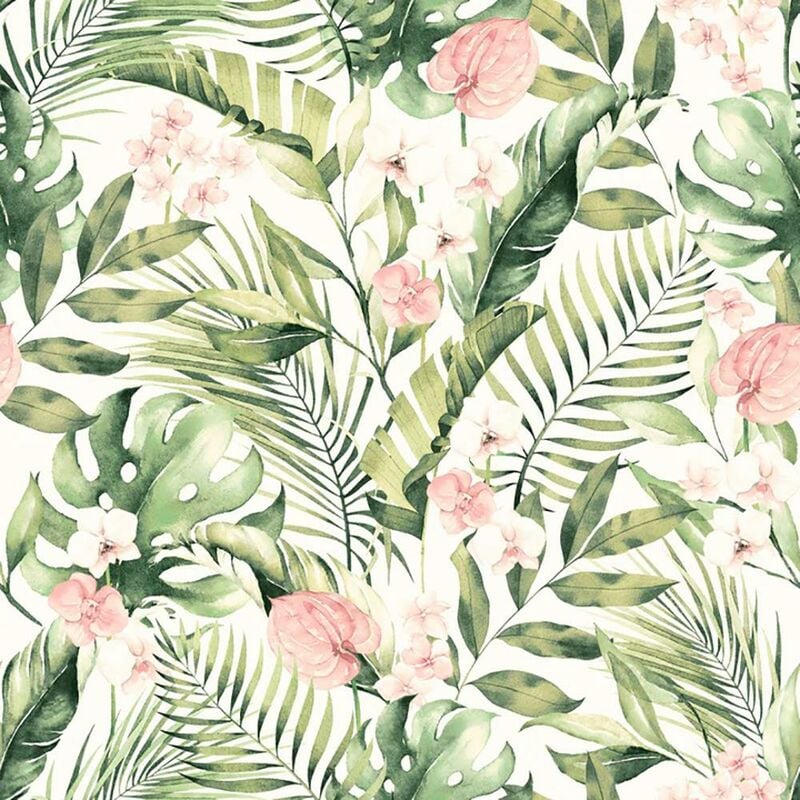 Arthouse - Tropical Floral Pink Green Wallpaper Flower Botanical Nature Modern