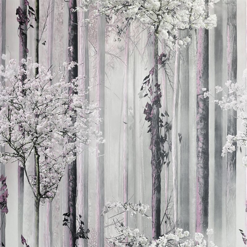 Blossom Forest Wallpaper Dusky Pink Grey Enchanted Trees Nature Matt Arthouse