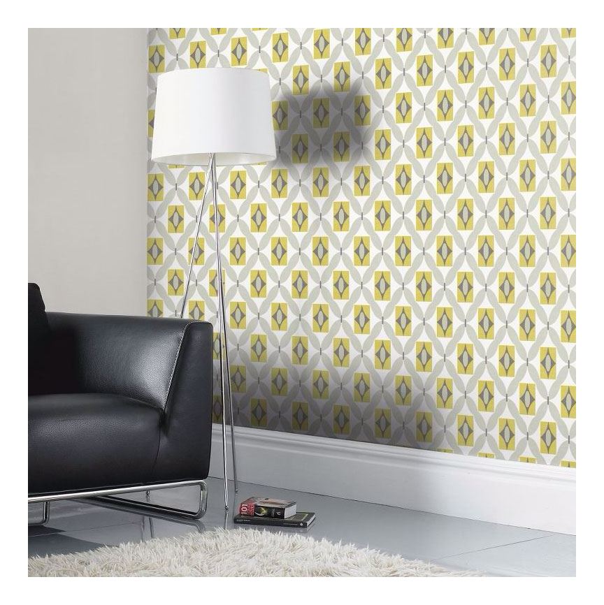 Wallpaper Accessories Retro Wallpaper Vintage 3d Geometric Arthouse Diamond Yellow Grey Off White Home Furniture Diy Brucebibee Com