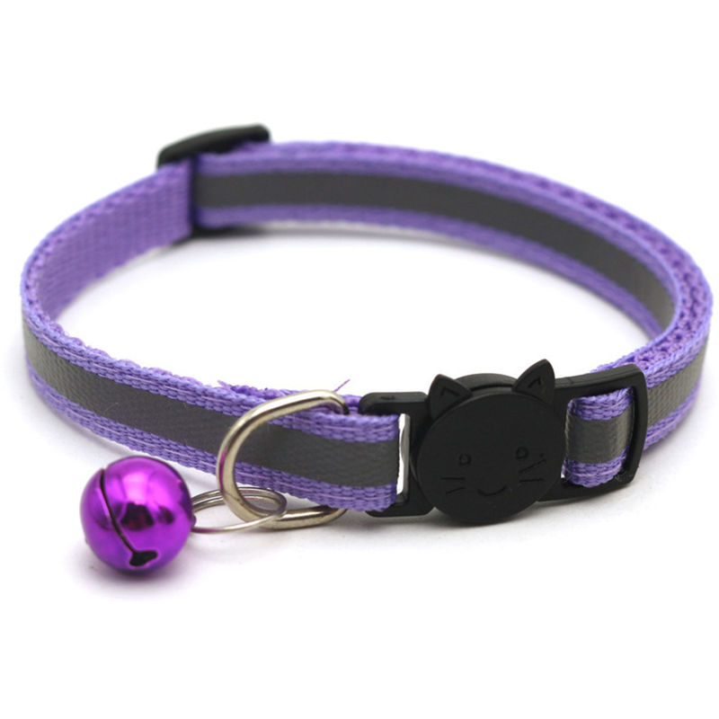 

Articulos para mascotas reflectante parche de cuello hebilla de liberacion de Bell Opresion ajustable Collar para perro, purpura