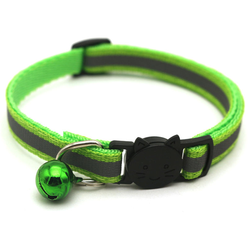 

Articulos para mascotas reflectante parche de cuello hebilla de liberacion de Bell Opresion ajustable Collar para perro, verde