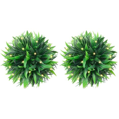 Artificial Boxwood Balls with LED Lights 2 pcs Green 20 cm vidaXL