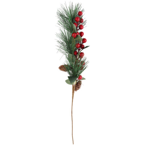 Artificial Christmas Pine Needles Single Christmas Pine Cones Red Fruits Green Plants Flower Arrangement Ornaments