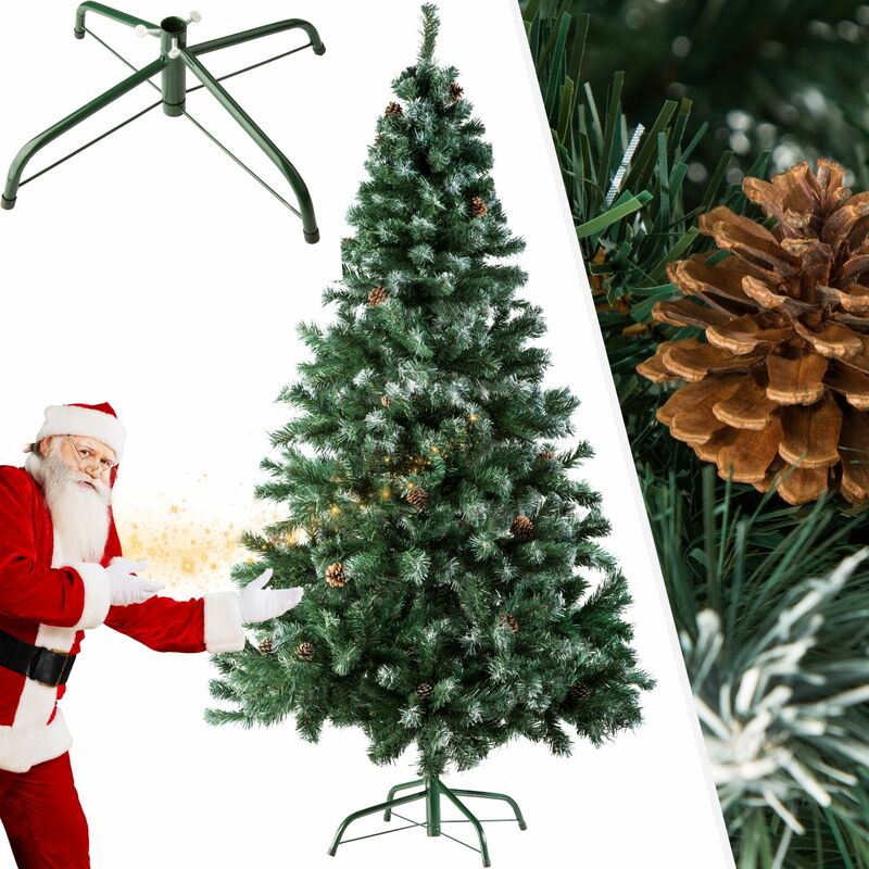 Christmas tree artificial - artificial christmas tree, fake christmas tree, artificial xmas tree - 180 cm 705 tips and pine cones, green - green