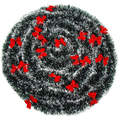 Artificial Decorative Greenery Christmas Wreath with Snow and Red Bow for Decoration and Party (2m, 5pcs)