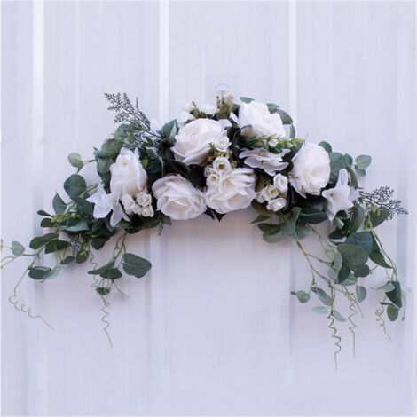 Artificial Flowers Swag Bendable Lifelike Decorative Floral Swag for Front Door Chair Table White