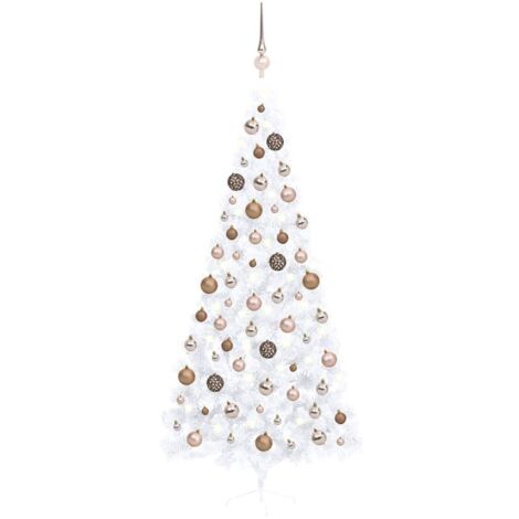 Artificial Half Pre-lit Christmas Tree with Ball Set White 240 cm vidaXL