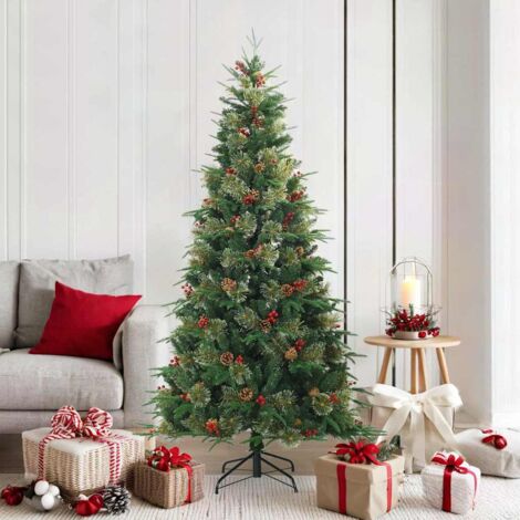 Artificial Hinged Christmas Tree Green 180 cm PVC, PE and Steel vidaXL