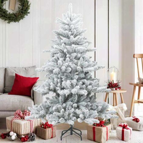 Artificial Hinged Christmas Tree Snow Flocked White 150 cm vidaXL