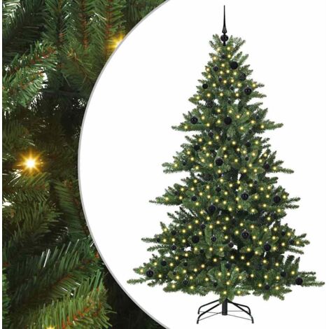 Artificial Hinged Christmas Tree with 300 LEDs 210 cm PVC vidaXL