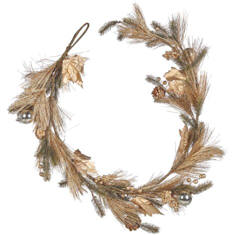 Artificial Indoor Christmas Garland Decor Ornaments 150cm Green Gold Murcja