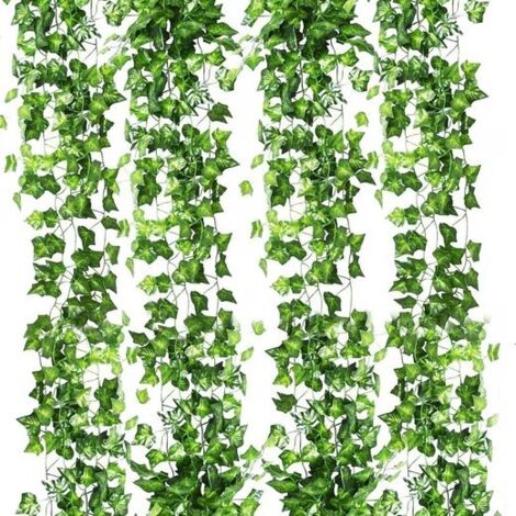 Artificial ivy garland, 24 pieces, 2 m – Lush green foliage – Decoration for indoor and outdoor use – For home or office