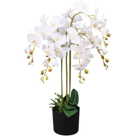Artificial Orchid Plant with Pot 75 cm White vidaXL