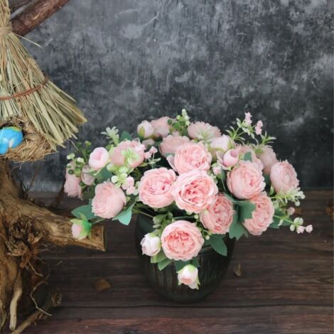 Artificial Peonies Bloom - 2 Bouquets en Soie, Fleurs Roses Décoratives 30cm pour Maison & Bureau