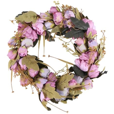 Artificial Peony Flower Wreath Spring Summer Fall Winter Wreath for Outdoor Front Door Indoor Wedding Wall Window Decor