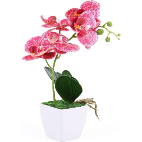 Artificial Pink and White Orchid Plant 30cm Tall ,Artificial Faux Plants Tree In Pot Garden Plant Phalaenopsis Orchid Houseplant for Indoor Decoration,Home Decor Wedding Table Centerpiece