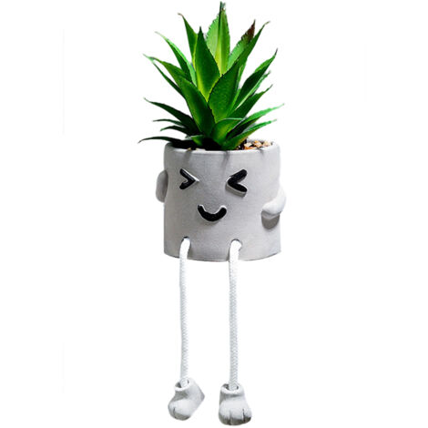 Artificial Plants Potted Decorations Long Legs Doll Succulent Plants Flowerpot Cute Expression Potted Ornaments for Outdoor or Indoor
