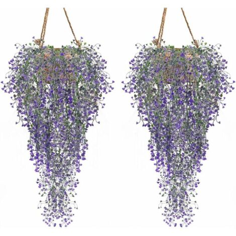 Artificial Plants, Set of 2 Creeper Ivy, Artificial Plants for Indoor and Outdoor Use, Artificial Flowers for Wall and Garden Decoration – Purple