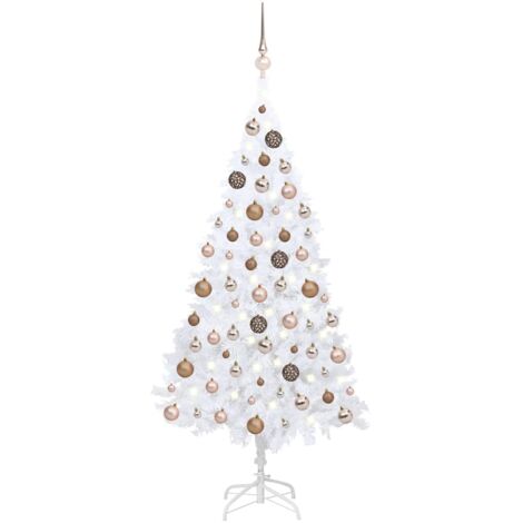 Artificial Pre-lit Christmas Tree with Ball Set White 150 cm PVC vidaXL
