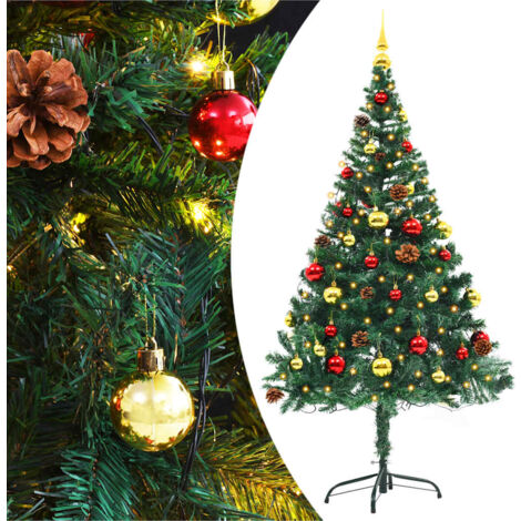 Artificial Pre-lit Christmas Tree with Baubles Green 150 cm vidaXL
