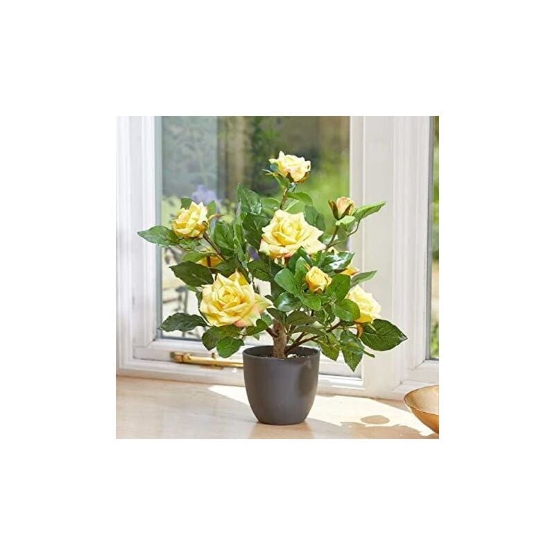 Marco Paul - Artificial Regent's Rose Potted Plant or Tree Free Standing Faux Flowers for Home Garden Decorative Faux Foliage Indoor Outdoor D�cor