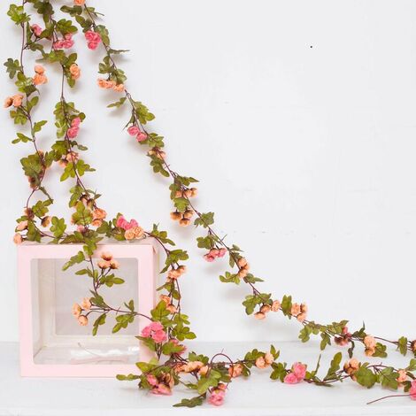 8Pcs Artificial Rose Vine Flowers with Green Leaves,Hanging Flower Garland  Roses Vine for Wedding Party Craft Wall Decor