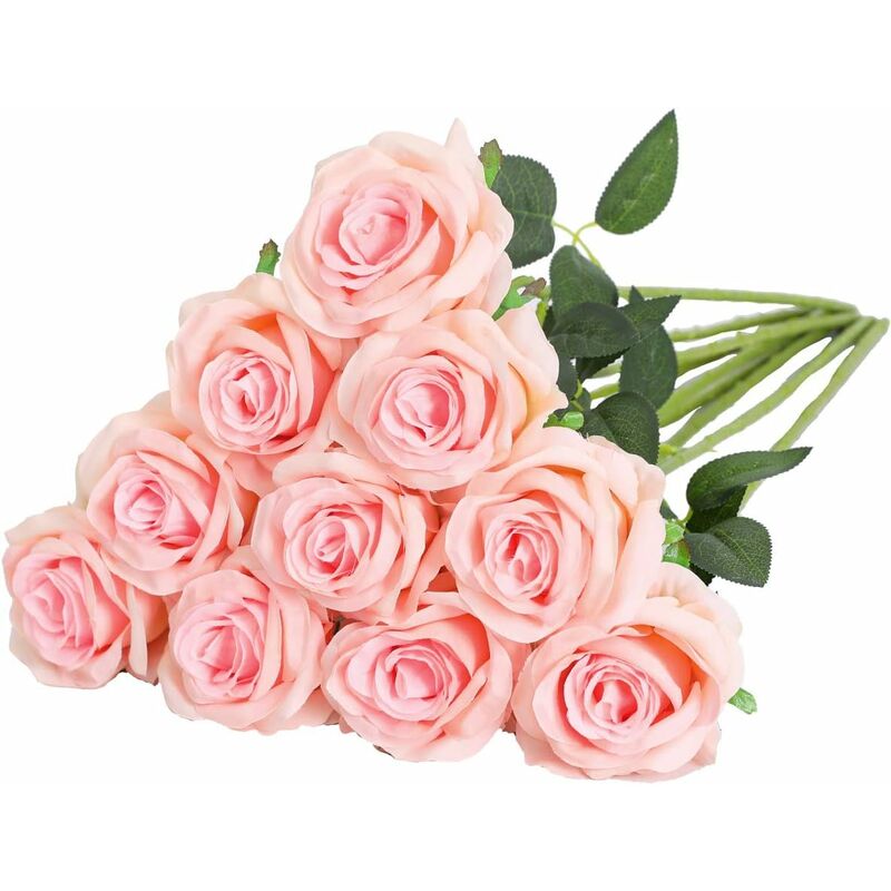 Artificial Silk Flower Bouquet Lifelike Fake Rose for Wedding Home Party Decoration Event Gift 10pcs