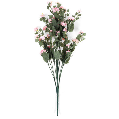 Artificial Silk Rose Flowers Bouquet &Leaf for Wedding Home Party Decor（Vase not included）