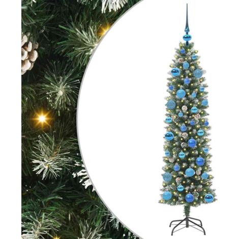 Artificial Slim Christmas Tree Green and white 150 cm vidaXL