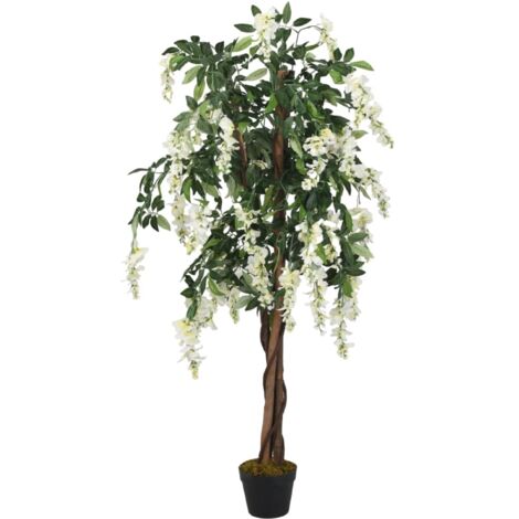 Artificial Wisteria Tree 1470 Leaves 200 cm Green and White vidaXL