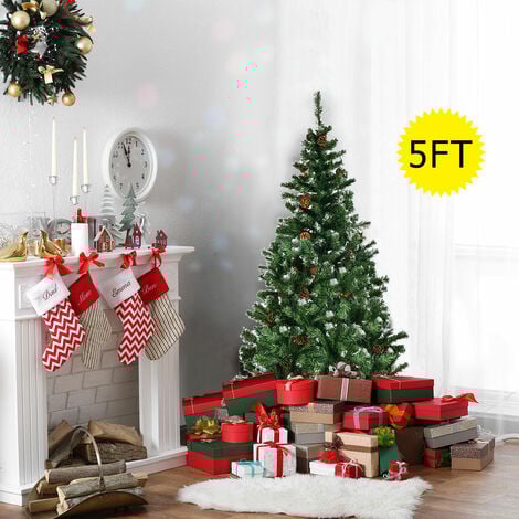 Artificial Xmas Christmas Tree Cone Snow Covered Large Trees Fence