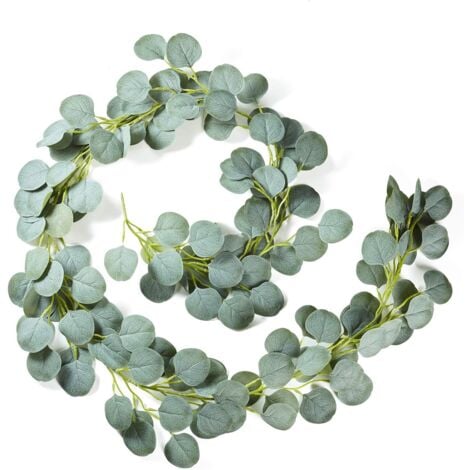 Artificiel Eucalyptus Guirlande Faux Eucalyptus Feuilles Vigne d'eucalyptus Faite à la Main Guirlande de Feuilles Vertes pour La Mariage Maison Cuisine Bureau Noces Murs Décor