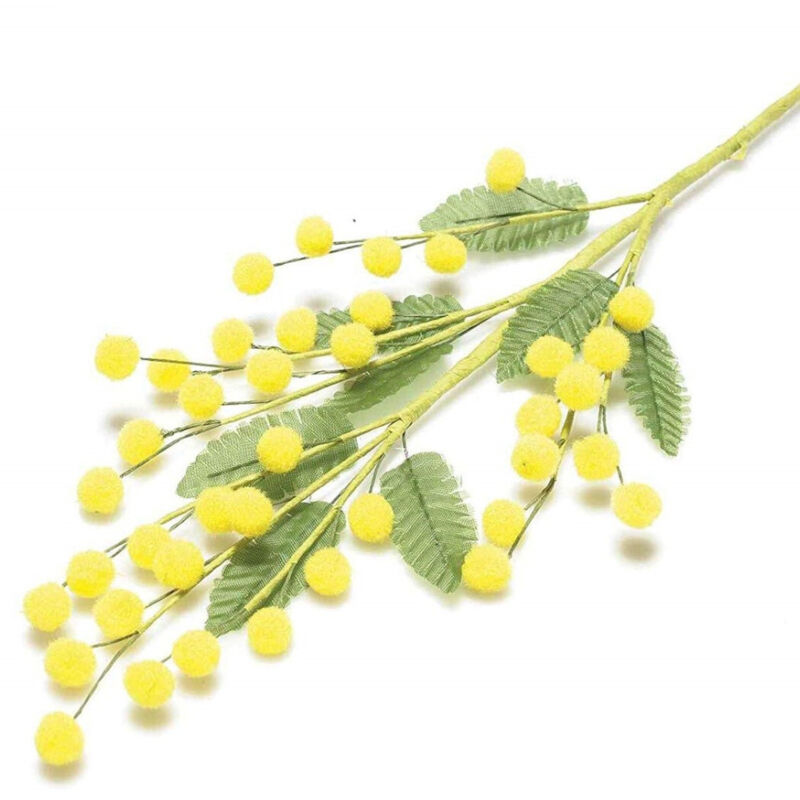 Branche De Mimosa Artificielle 6 Pièces Fleurs Jaunes Fausses Décorations De Fête Pour Femmes