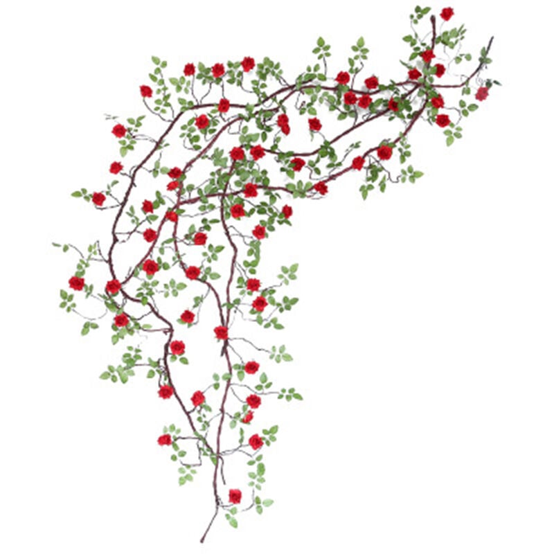 Artificielle Faux Fleurs ChaîNe Soie Roses Vigne Plantes en Plastique Rotin Guirlande Guirlande de Mariage DéCorations de FêTe à la -b