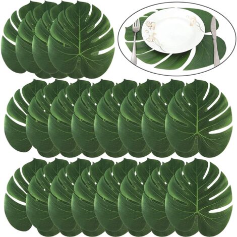 Artificielle Feuilles de Palmiers Tropicaux de Décoration Party Luau Hawaïen Jungle Beach Thème Party Décoration de Table Faux Simulation Palmier Feuille 35x29 cm 20 pcs GrooFoo