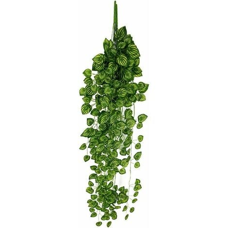 Artificielle Plante 1Pcs Artificielle Faux Plante De Vigne Suspendue Feuilles Guirlande Maison Jardin Décoration Murale Vert (C)